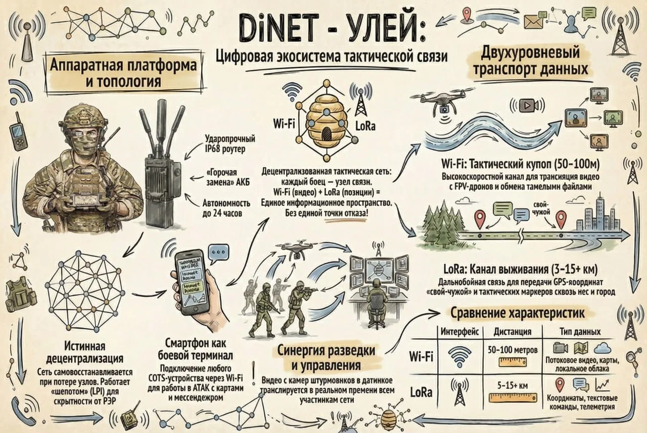 DiNET · УЛЕЙ: визуальная схема архитектуры проекта
